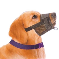 Bozal de nylon ajustable Ibañez para perro con rejilla transpirable y collar morado