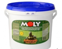 Cubo de plástico blanco con tapa azul de alimento Moly Supermenu para tortugas, galápagos y anfibios de 1.5 kg