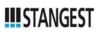 Logotipo oficial de la marca Stangest con letras negras y tres cuadrados azules inferiores sobre fondo blanco
