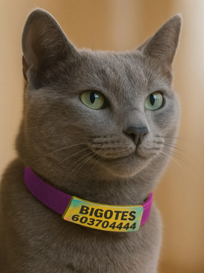 Placa Identificativa Personalizada con Collar para Gatos